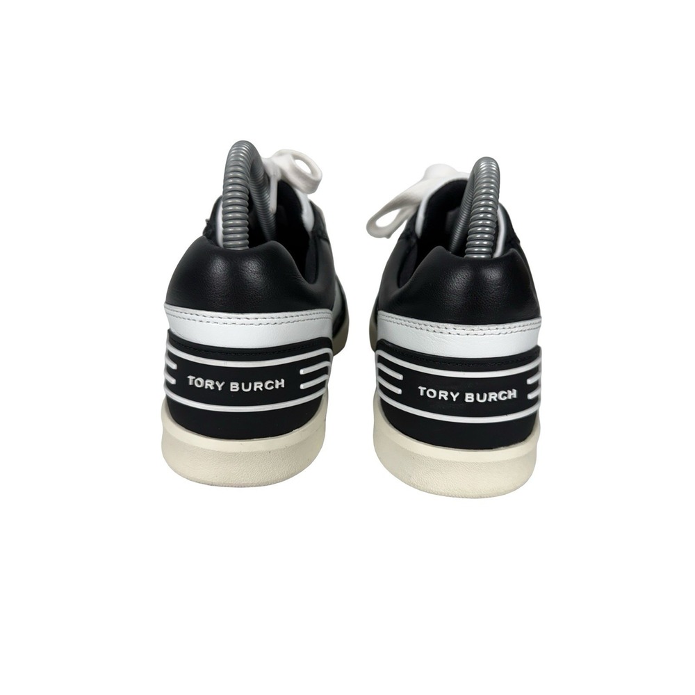 Tory Burch Clover Court Leather Sneakers Black White Womens 6.5 Casual Athletic - Picture 6 of 10